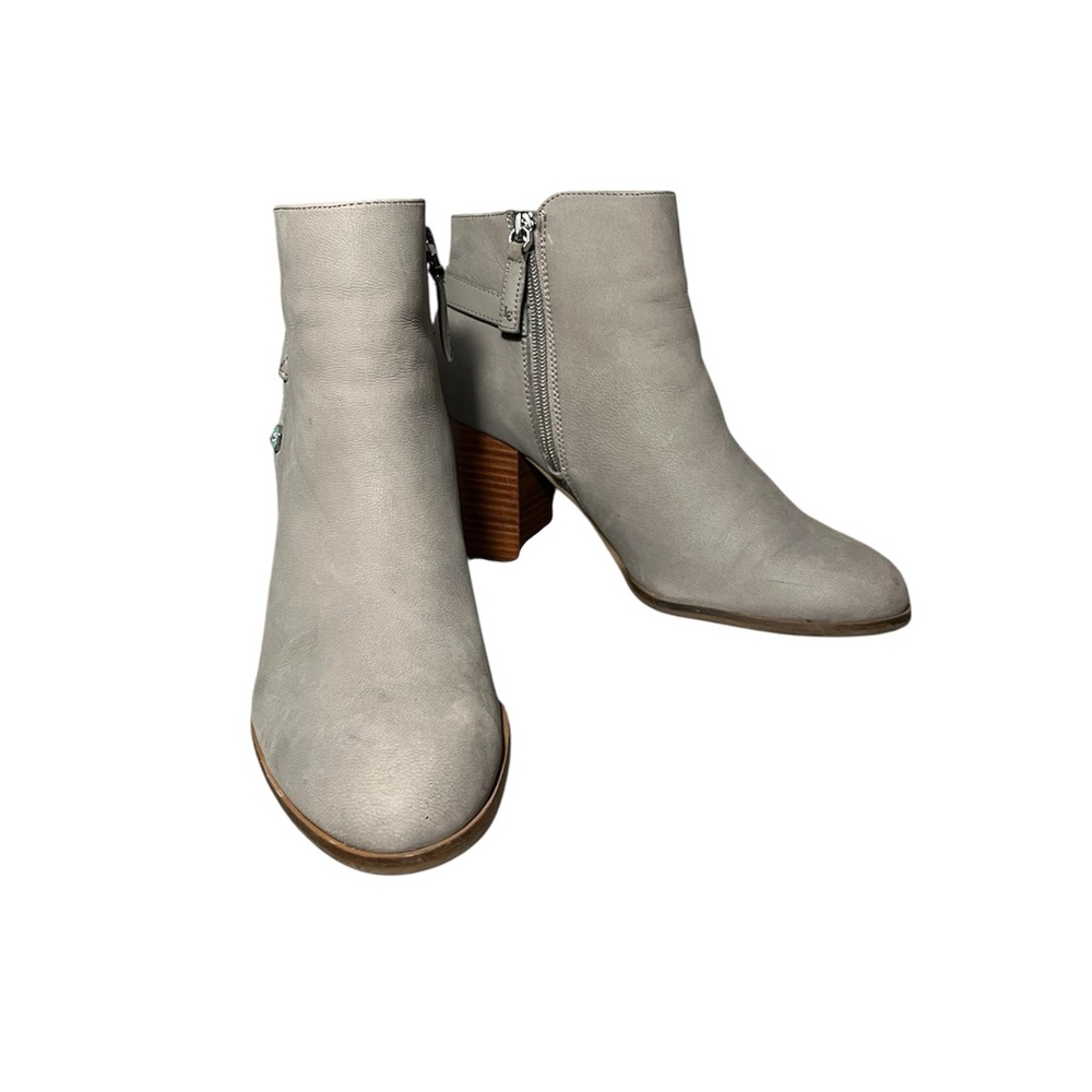 LOUISE ET CIE Zanara Gravel Nubuck Leather Block Heel Ankle Boots